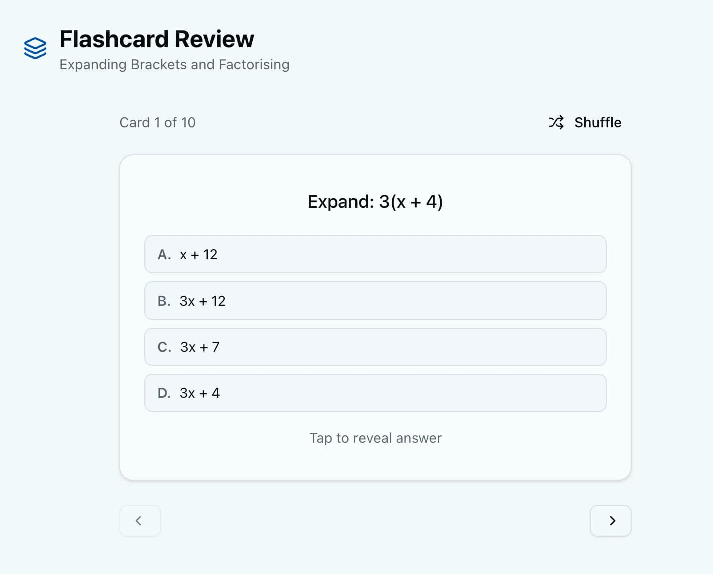 Spaced repetition flashcard review